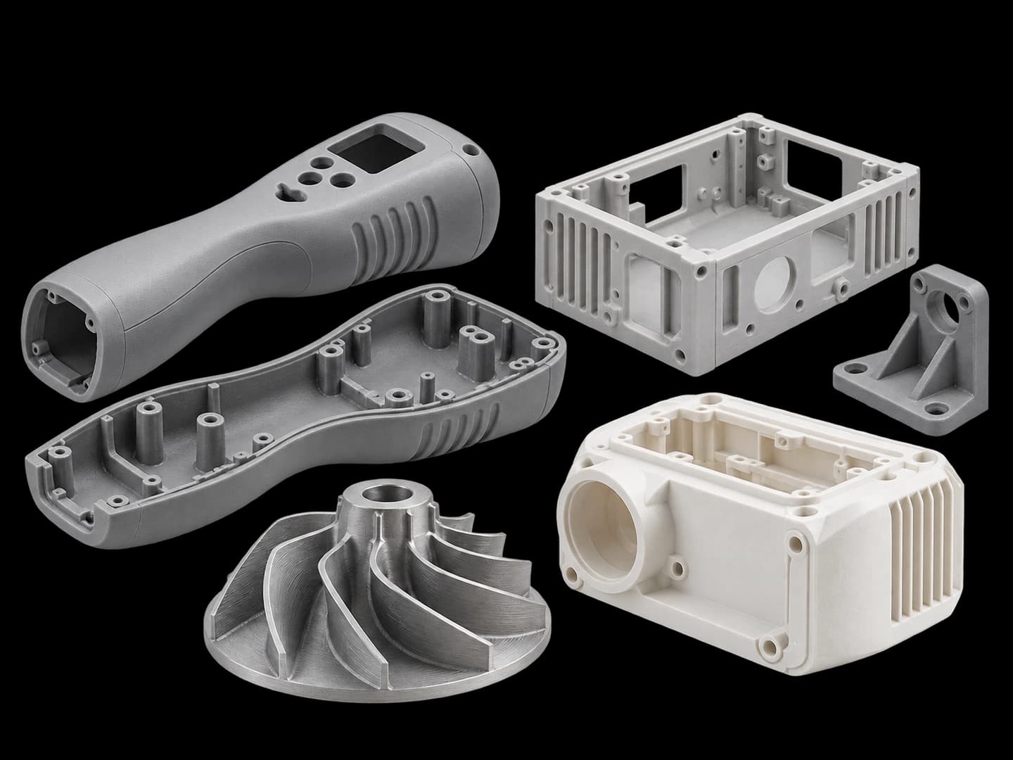 3D printed product enclosures, impeller, engineering chassis and mounting bracket prototypes